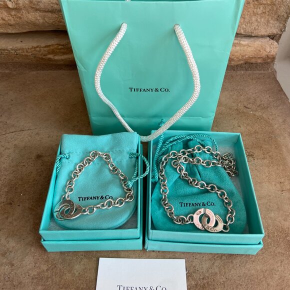 Authentic TIFFANY and CO 1837 Bracelet & Necklace Set Interlocking Circle Clasp - Picture 11 of 11